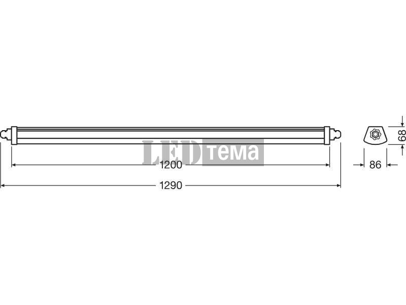 DP COMPACT 1200 44W/3000K GR IP66 Ledvance Светильник линейный влагозащищенный LED (4058075424241) 4058075424241 фото