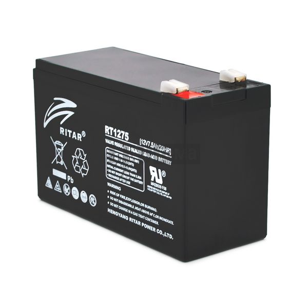 Аккумуляторная батарея AGM RITAR RT1275B, Black Case, 12V 7.5Ah ( 151 х 65 х 94 (100) ) Q10 RT1275B фото
