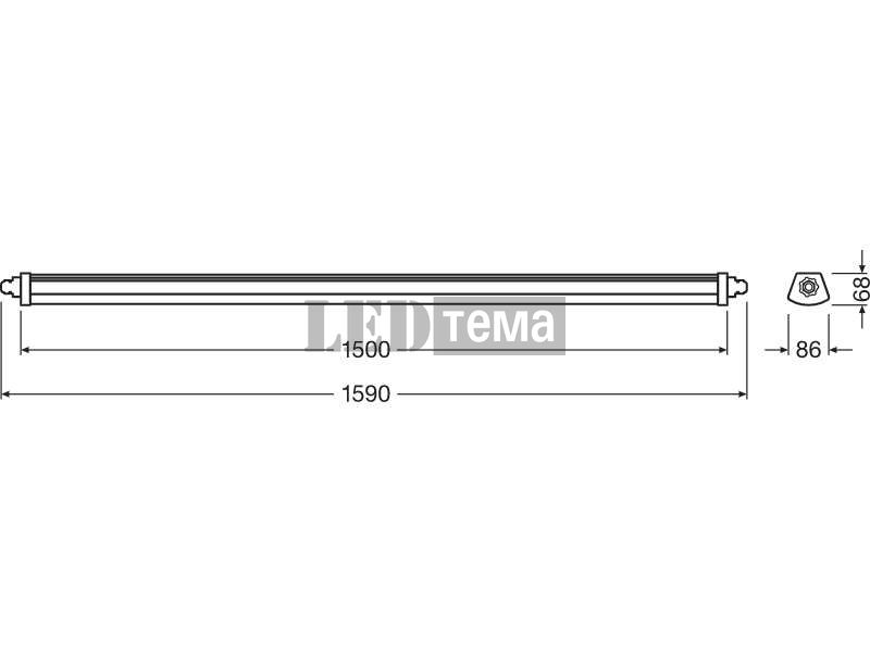 DP COMPACT 1500 55W/4000K GR IP66 Ledvance Пиловологозахищений LED світильник лінійний (4058075210103) 4058075210103 фото