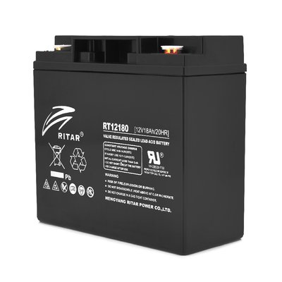 Акумуляторна батарея AGM RITAR RT12180B, Black Case, 12V 18.0Ah (181х77х167) Q4 RT12180B фото