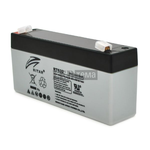 Акумуляторна батарея AGM RITAR RT632, Gray/Black Case, 6V 3.2Ah ( 134х35х60 (66) ) Q10 RT632 фото