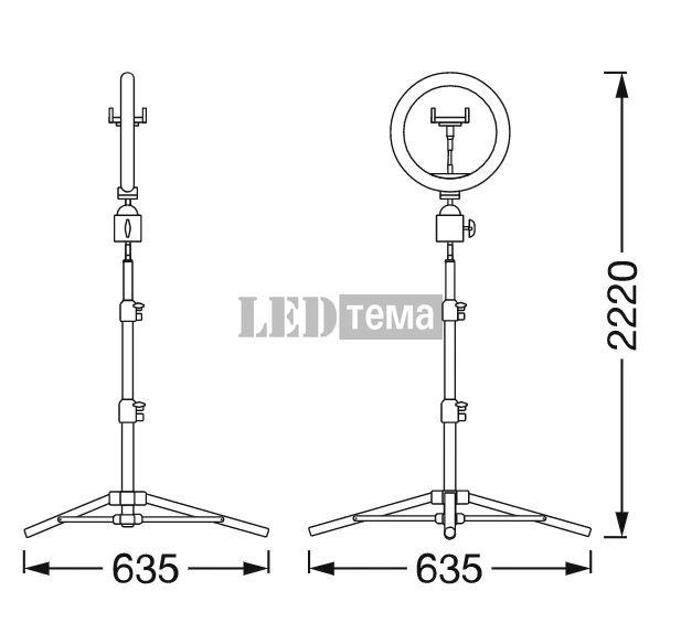 Светильник кольцевой LEDVANCE Linear LED Mobile Ring Tripod для видео и фото на штативе (4058075668515) 4058075668515 фото