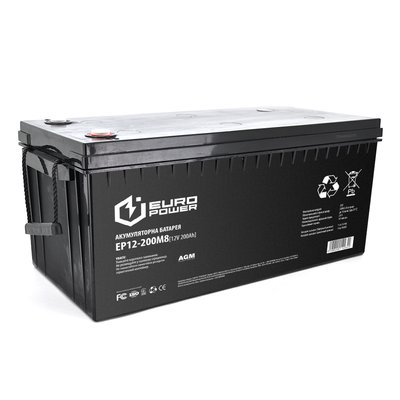 Аккумуляторная батарея EUROPOWER AGM EP12-200M8 12 V 200Ah ( 522 x 240 x 219) Black Q1 EP12-200M8 фото