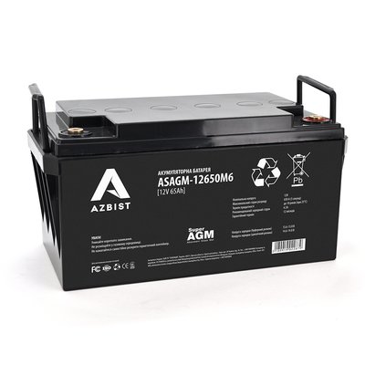 Аккумулятор AZBIST Super AGM ASAGM-12650M6, Black Case, 12V 65.0Ah ( 348 х 168 х 178 ) Q1 ASAGM-12650M6 фото