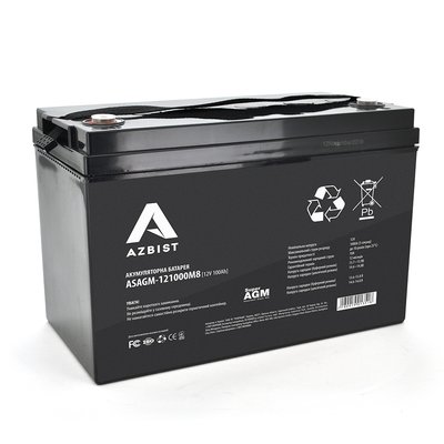 Аккумулятор AZBIST Super AGM ASAGM-121000M8, Black Case, 12V 100.0Ah ( 329 x 172 x 215 ) Q1 ASAGM-121000M8 фото