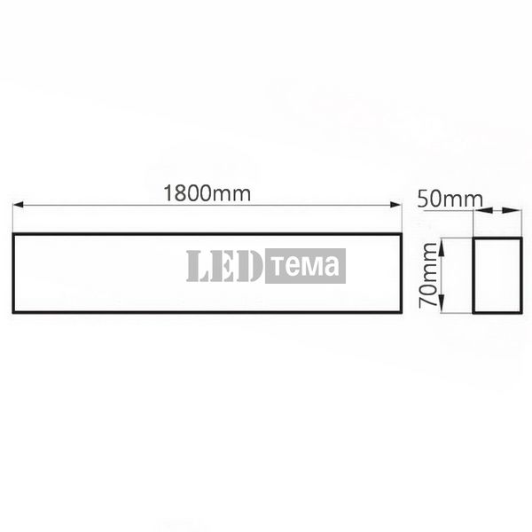 Ledstream LTT 1800мм 54вт 5500К Світильник лінійний світлодіодний в алюмінієвому корпусі (ltt180545b) ltt180545b фото