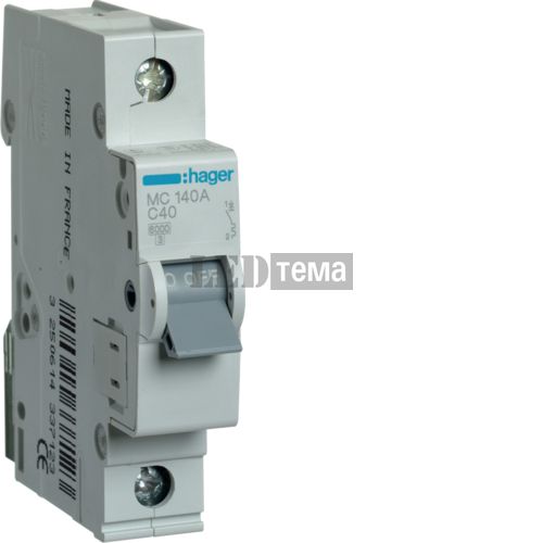 Автоматический выключатель 1P 6kA C-40A 1M однополюсный Hager (MC140A) MC140A фото