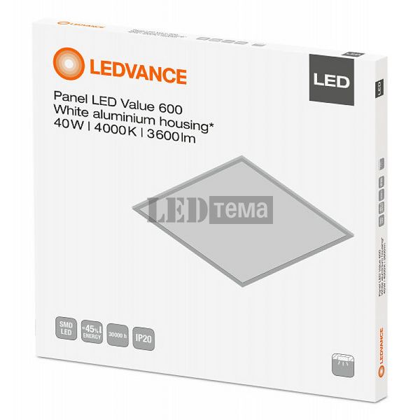 Ledvance Panel LED VALUE 600 40W/4000K (4058075066601) Світлодіодна панель 4058075066601 фото